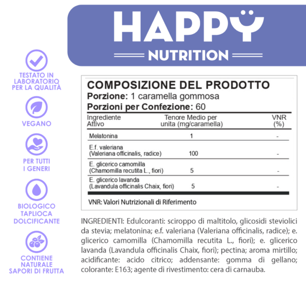 Caramelle Gommose Melatonina con Valeriana e Camomilla - 60 pz - immagine 7