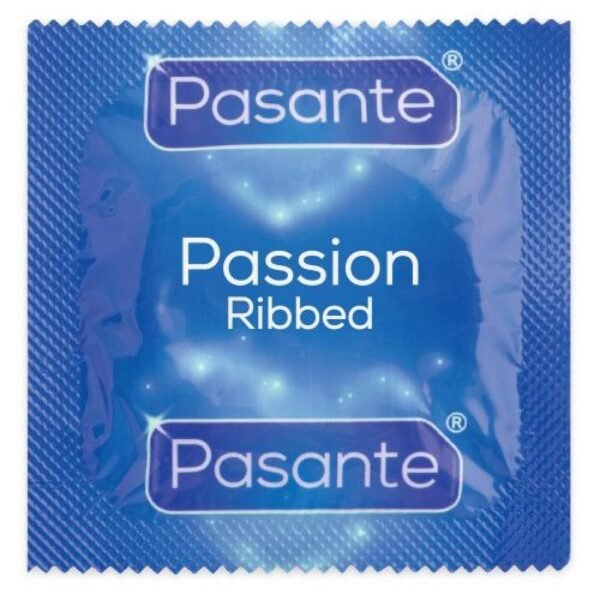 Dettaglio della Filettatura Stimolante dei Preservativi Pasante Ribbed Passion