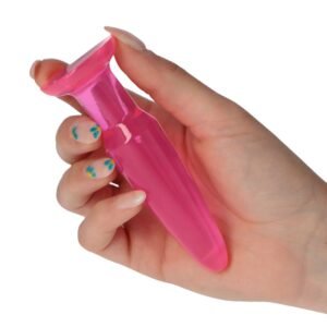 Plug Pink Small con forma conica e ventosa potente per un piacere sicuro