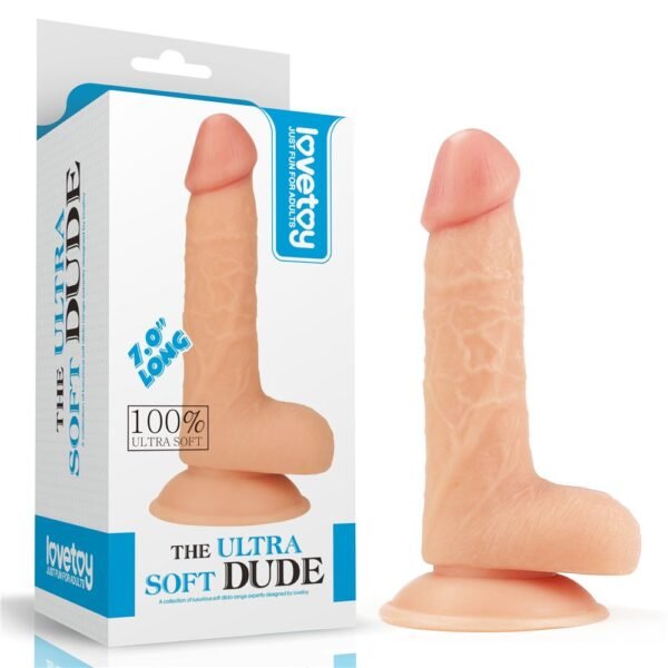 Dildo Realistico Ultra Soft Ronan 18 cm in CyberSkin, con glande, venature e testicoli per una stimolazione naturale