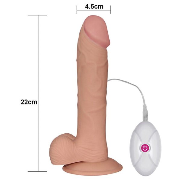 Vista laterale del Vibratore Realistico Ultra Vibe Zayn 22 cm, ideale per stimolazioni anali e vaginali